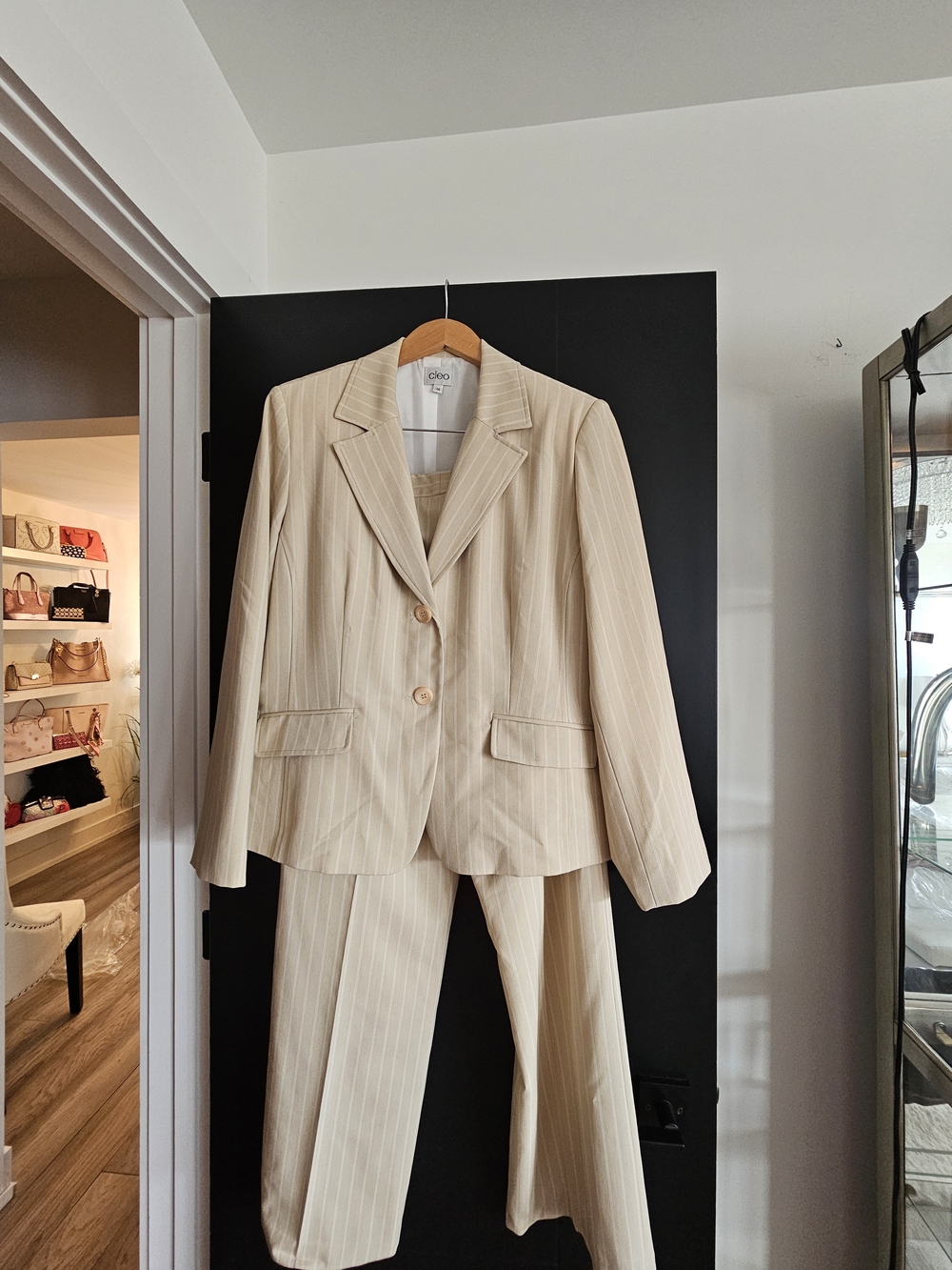 cleo Cream Pinstripe Women's Blazer and Trouser Suit